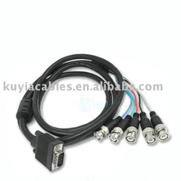 6Ft D-Sub HD15-Pin VGA to BNC Adapter Cable 5BNC Cable RGBHV Breakout Cable